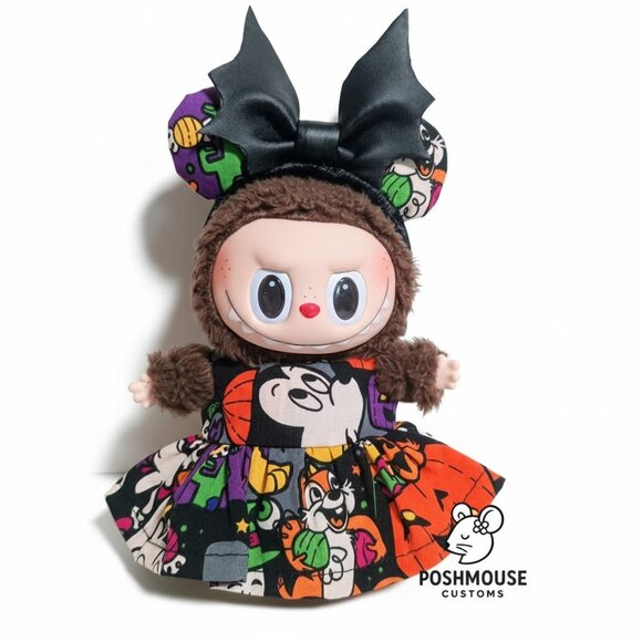 Disney Halloween Mickey Pumpkin Handmade Dress with Minnie Ears Labubu Outfit - Picture 3 of 10